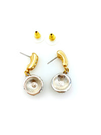 Swarovski Pave Crystal Dangle Vintage Gold Earrings - 24 Wishes Vintage Jewelry