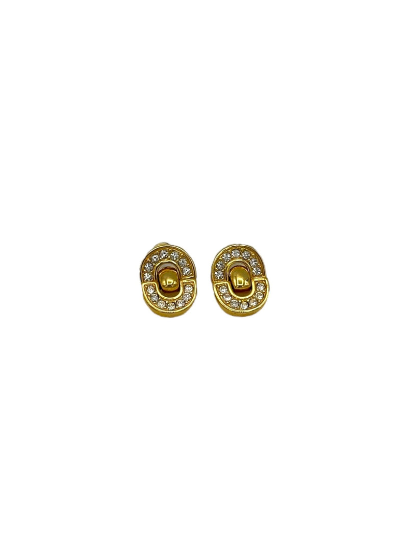 Swarovski SAL Vintage Jewelry Clear Crystal Classic Pierced Gold Earrings - 24 Wishes Vintage Jewelry