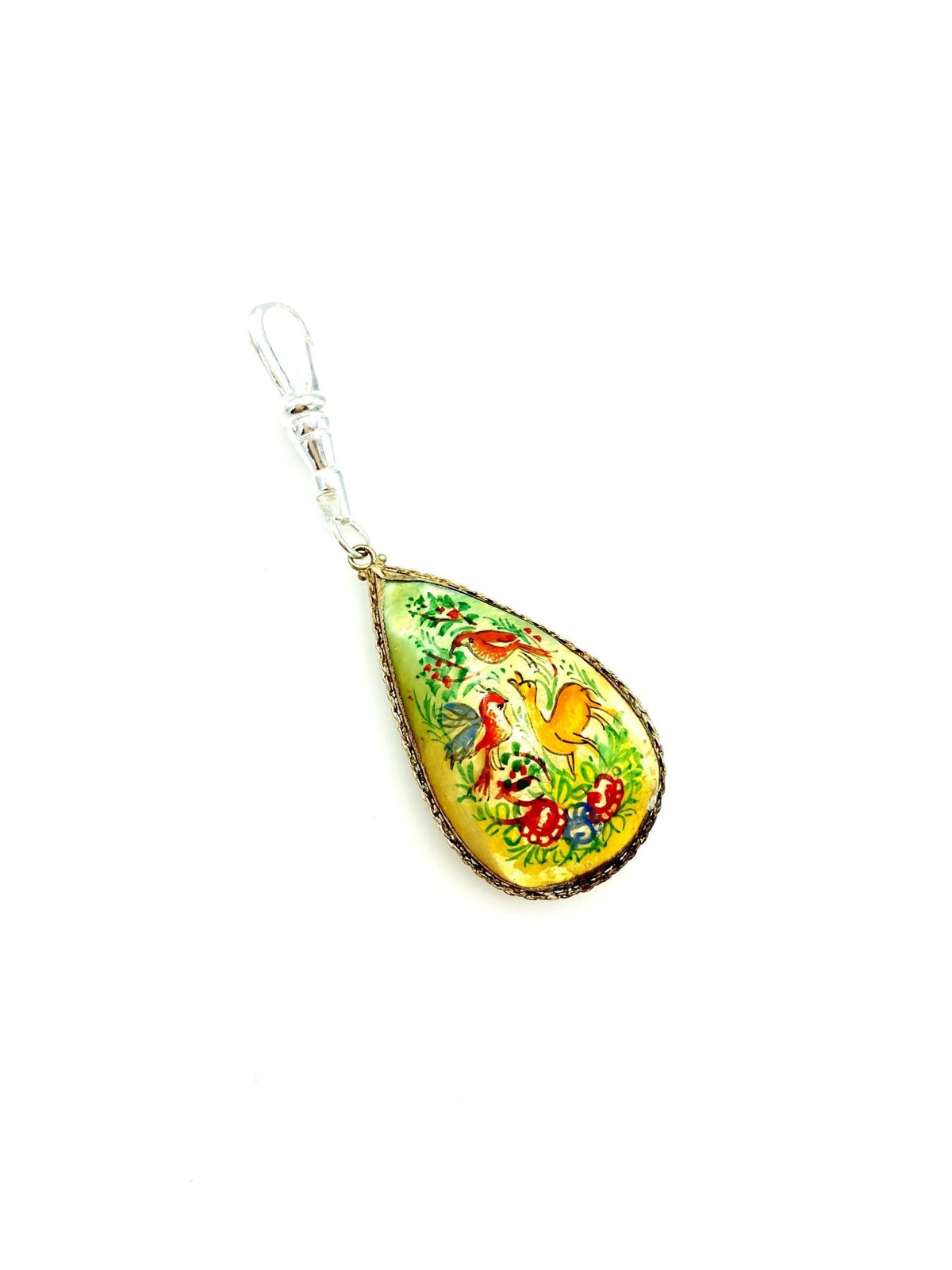 Teardrop Hand Painted Nature Scene Charm - 24 Wishes Vintage Jewelry