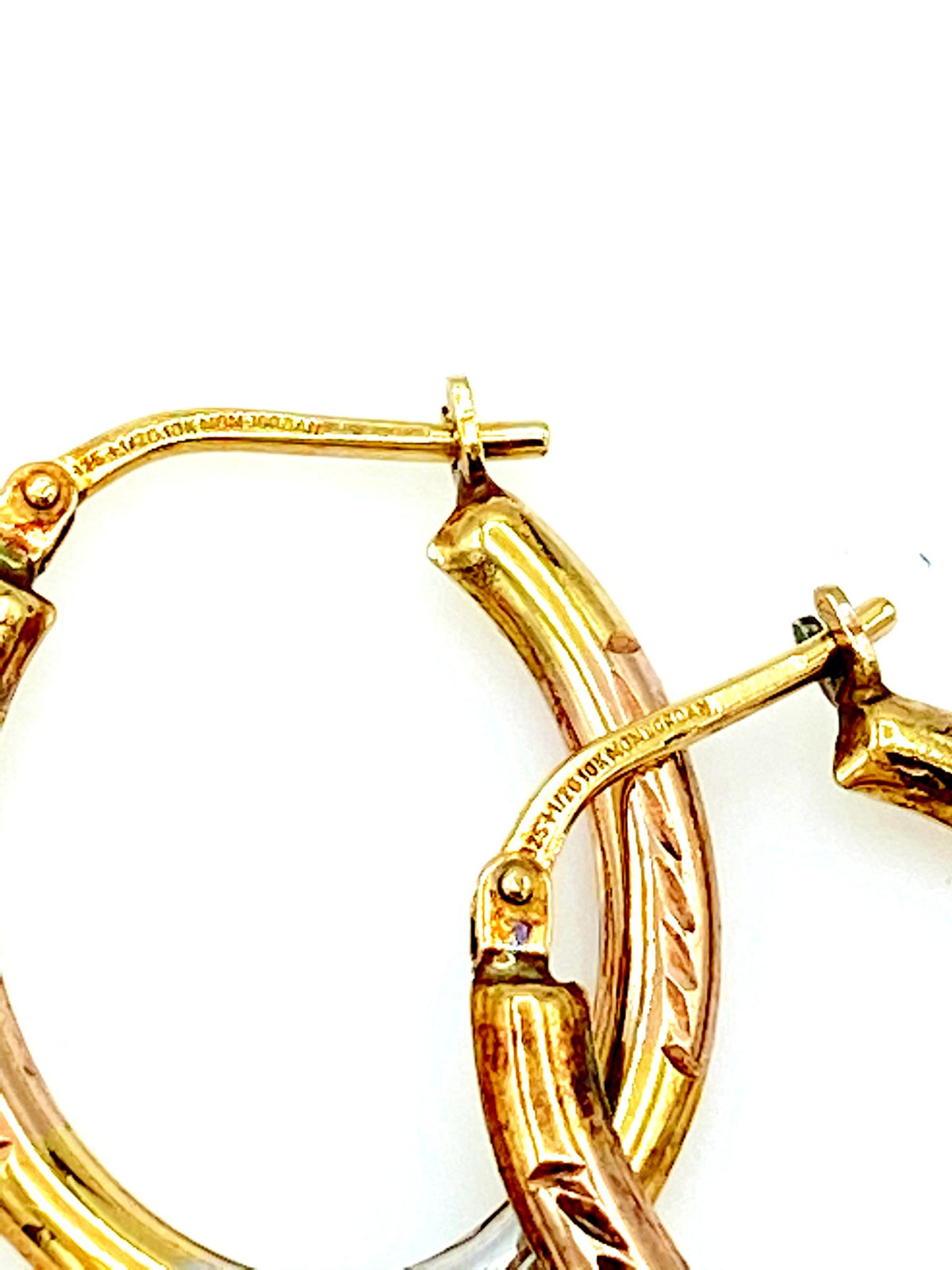 Tri-Color Gold Filled Vintage Hoop Pierced Earrings - 24 Wishes Vintage Jewelry