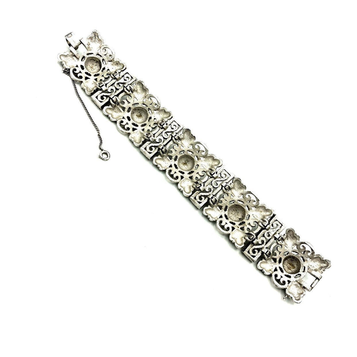Trifari Filigree Style Silver Vintage Panel Bracelet - 24 Wishes Vintage Jewelry