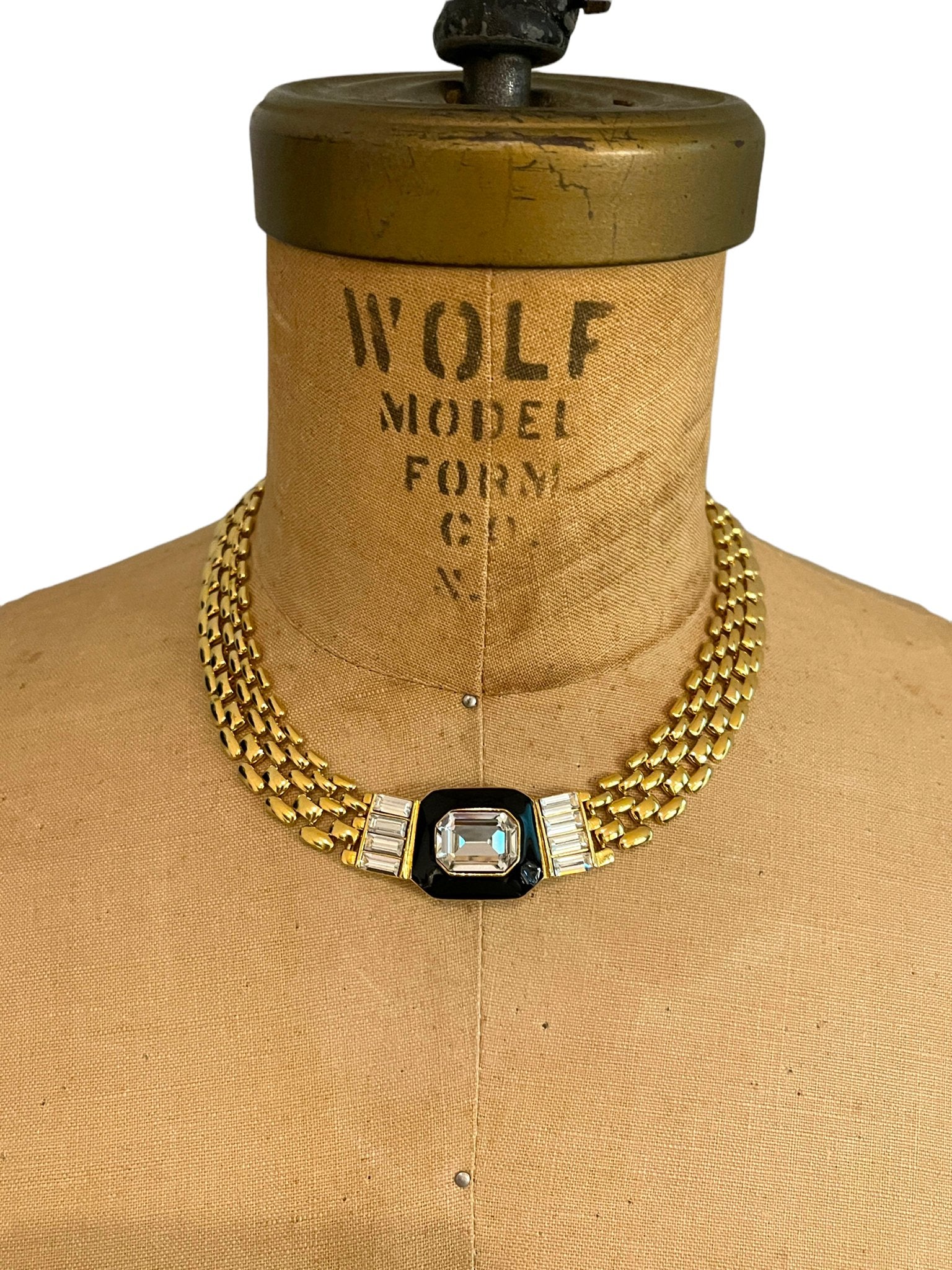 Vintage Trifari TM Gold Tone Crystal Rhinestone Necklace & Earrings. D12022  | eBay