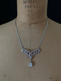 Trifari Silver Teardrop Rhinestone Pendant - 24 Wishes Vintage Jewelry