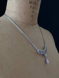 Trifari Silver Teardrop Rhinestone Pendant - 24 Wishes Vintage Jewelry