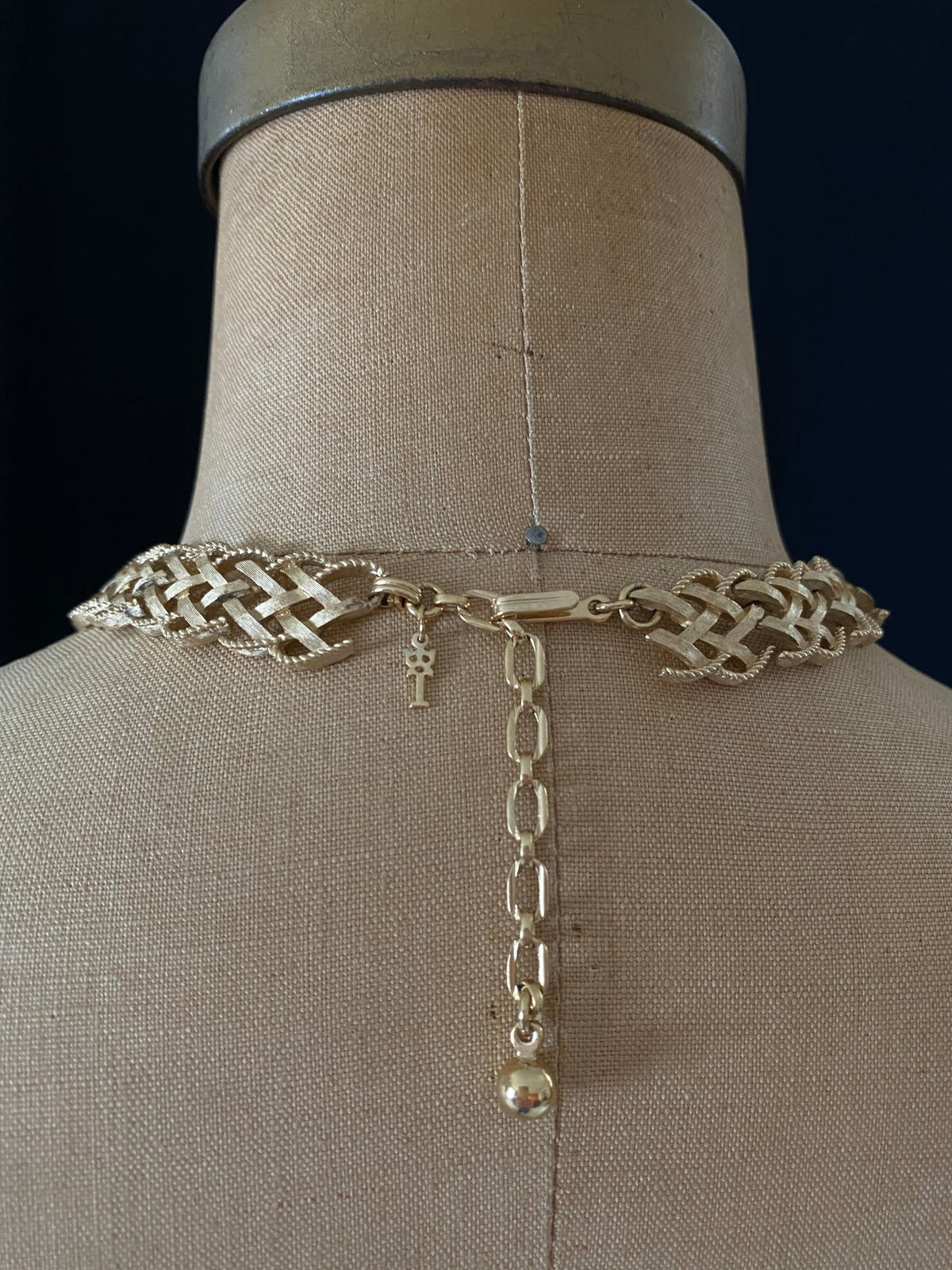 Trifari Vintage Jewelry Gold Basket Weave Link Necklace - 24 Wishes Vintage Jewelry