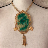 Vendome Asian-Inspired Green Jade Vintage Pendant - 24 Wishes Vintage Jewelry