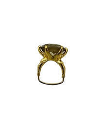Vendome Gold Large Round Smokey Quartz Glass Vintage Cocktail Ring - 24 Wishes Vintage Jewelry