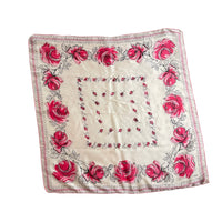 Vera Pink Floral Roses Vintage Silk Scarf - 24 Wishes Vintage Jewelry