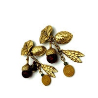 Vintage Acorn Walnut Dangle Drop Boho Clip-On Earrings - 24 Wishes Vintage Jewelry