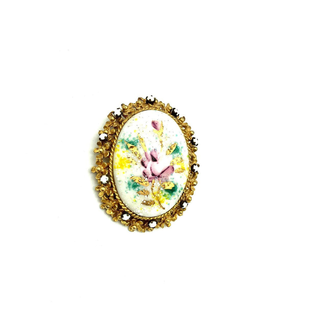 Vintage Alice Caviness Flower Cameo Brooch - 24 Wishes Vintage Jewelry