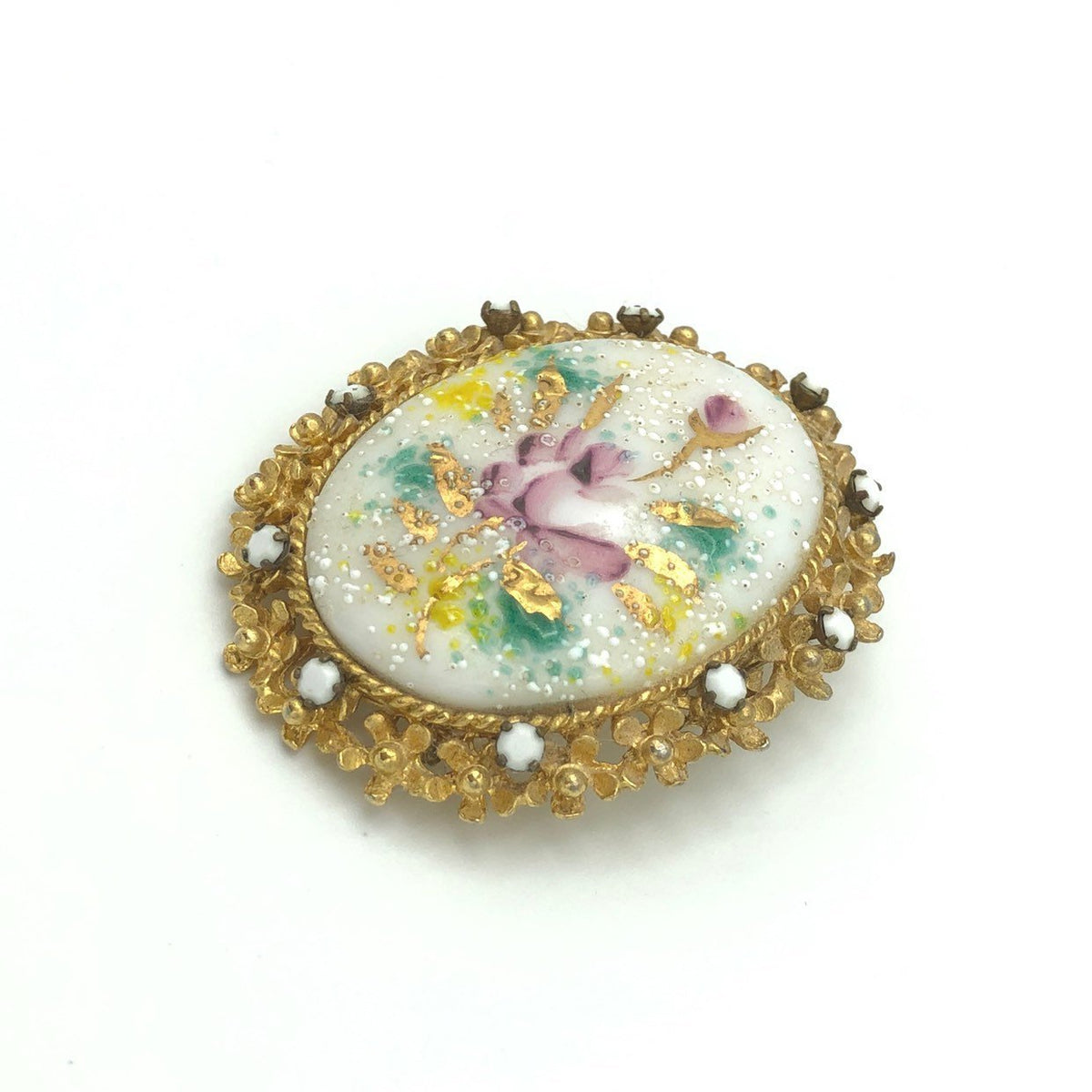 Vintage Alice Caviness Flower Cameo Brooch - 24 Wishes Vintage Jewelry