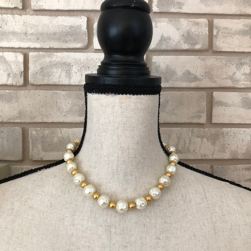 Vintage Anne Klein II Classic White Barque Pearl Necklace - 24 Wishes Vintage Jewelry