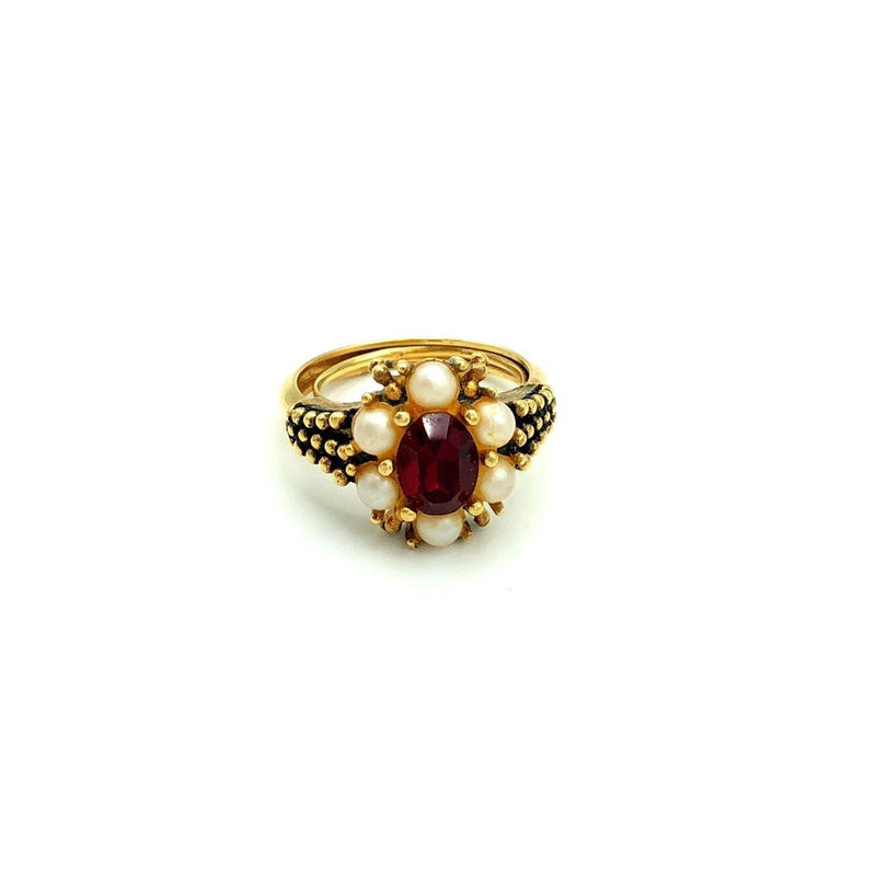 Vintage Avon Ruby Red Victorian Style Ring - 24 Wishes Vintage Jewelry