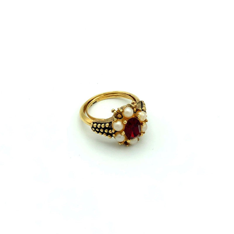 Vintage Avon Ruby Red Victorian Style Ring - 24 Wishes Vintage Jewelry