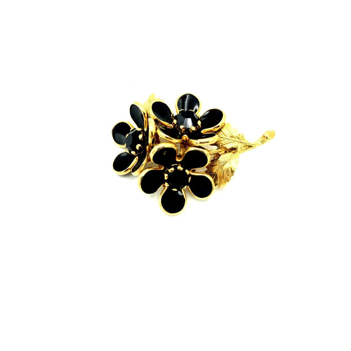 Vintage Black Flower Bouquet Brooch - 24 Wishes Vintage Jewelry
