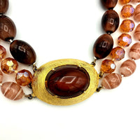Vintage Brown Seleni Layered Bead Necklace - 24 Wishes Vintage Jewelry