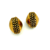 Vintage Gold Brutalist Chunky Half Hoops Rossi Bijoux Clip-On Earrings - 24 Wishes Vintage Jewelry