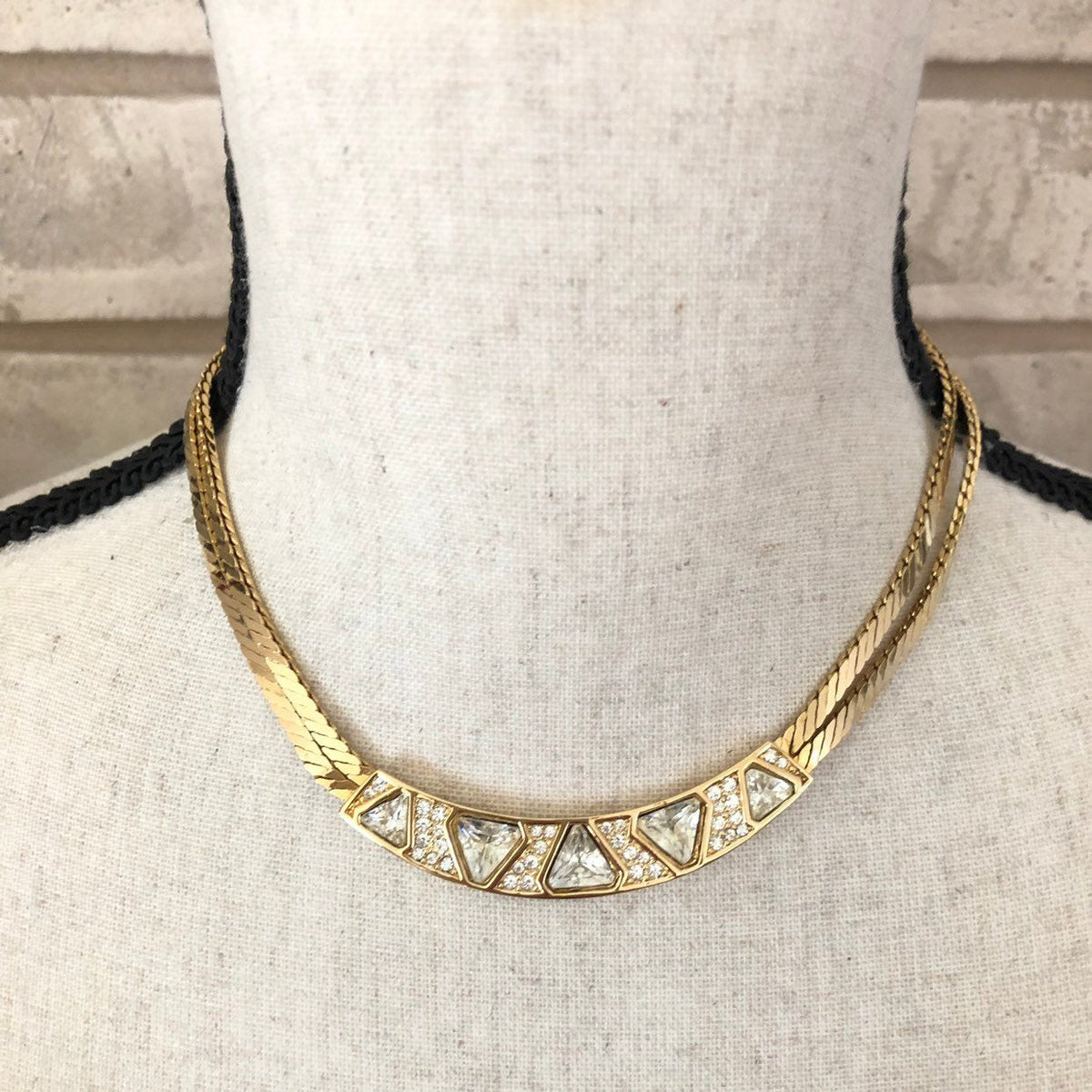 Vintage Gold Christian Dior Double Chain Classic Pendant - 24 Wishes Vintage Jewelry