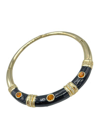 Vintage Gold Ellen Kiam Black Enamel Collar Pendant - 24 Wishes Vintage Jewelry