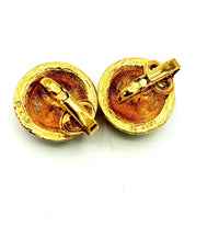 Vintage Gold Floral Pearl Button Clip-On Earrings - 24 Wishes Vintage Jewelry