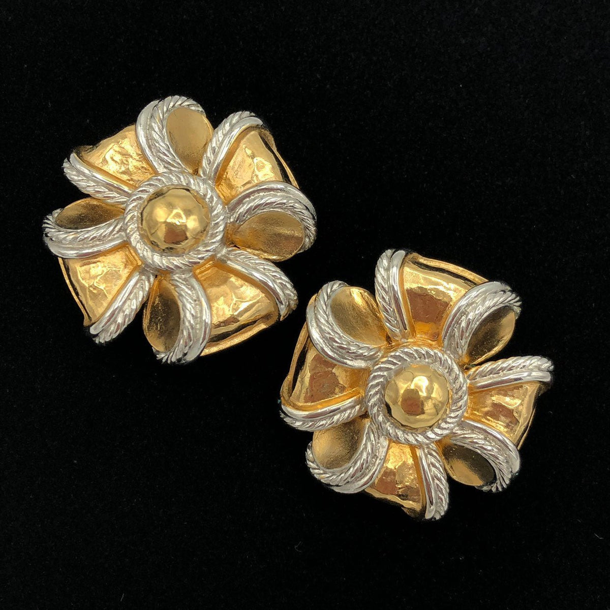 Vintage Gold Givenchy Large Bow Clip-On Earrings - 24 Wishes Vintage Jewelry