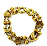 Vintage Gold Goldette Crescent Slide Charm Bracelet - 24 Wishes Vintage Jewelry