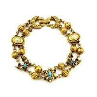 Vintage Gold Goldette Crescent Slide Charm Bracelet - 24 Wishes Vintage Jewelry