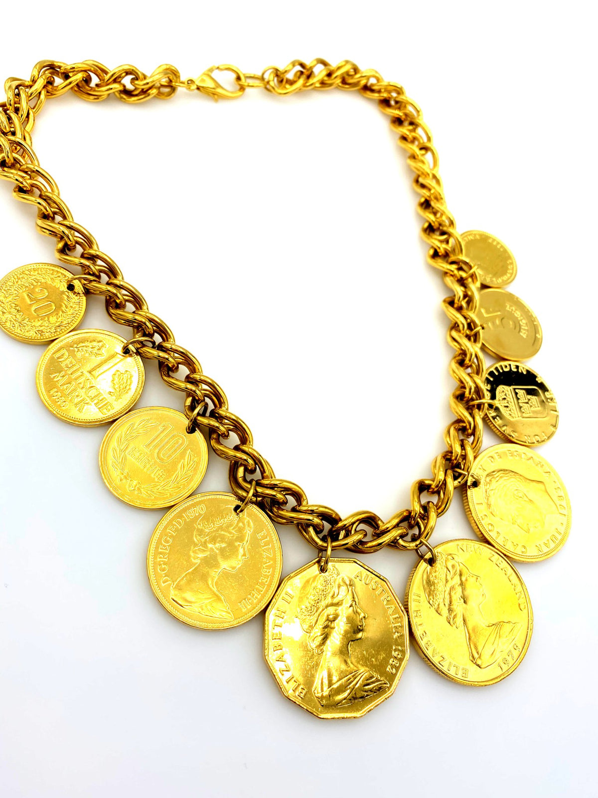 Vintage Gold Large Coin Charm Pendant - 24 Wishes Vintage Jewelry