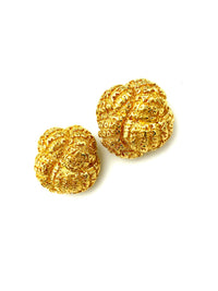 Vintage Gold St. John Classic Clip-On Earrings - 24 Wishes Vintage Jewelry