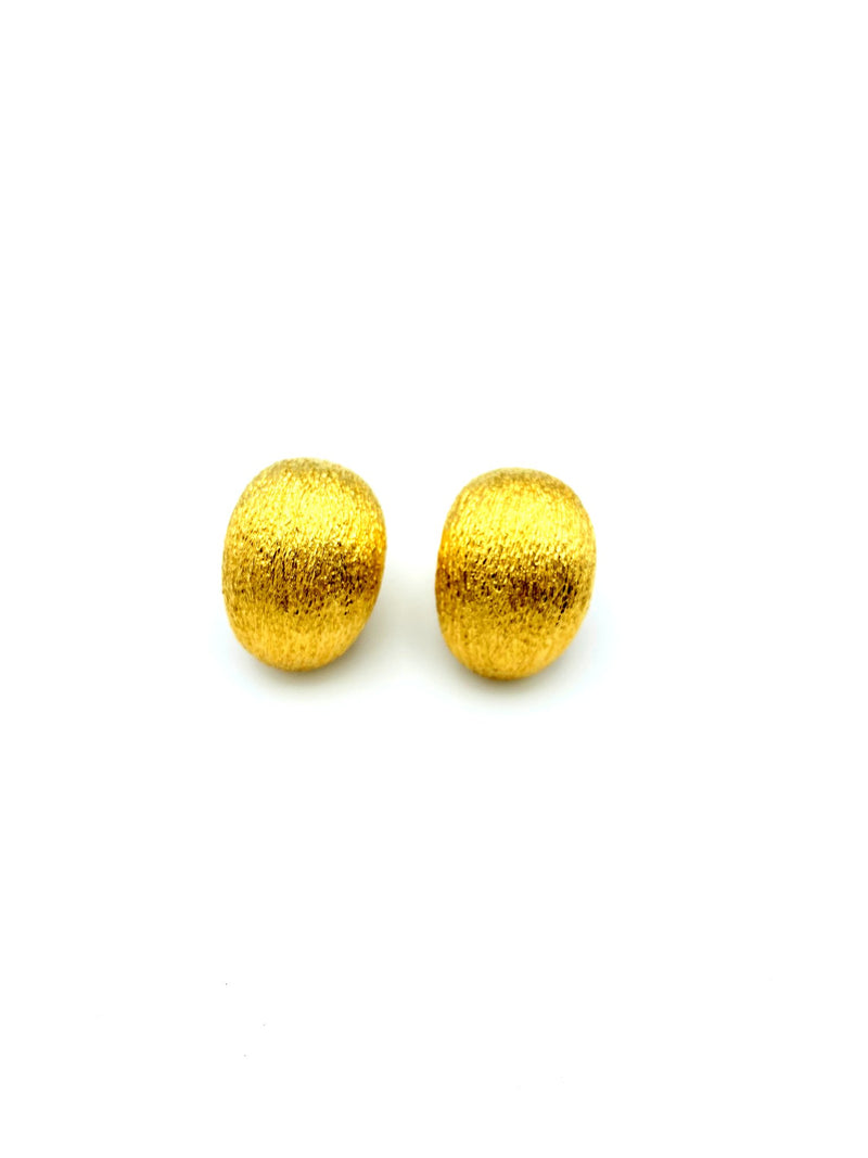 Vintage Gold St. John Textured Chunky Classic Vintage Clip-On Earrings - 24 Wishes Vintage Jewelry