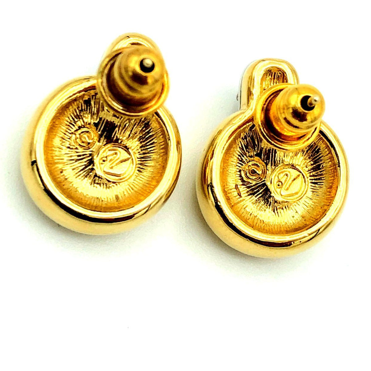 Vintage Gold Swarovski Petite Door Knocker Crystal Pierced Earrings - 24 Wishes Vintage Jewelry