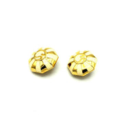 Vintage Gold & White Enamel St. John Logo Vintage Clip-On Earrings - 24 Wishes Vintage Jewelry