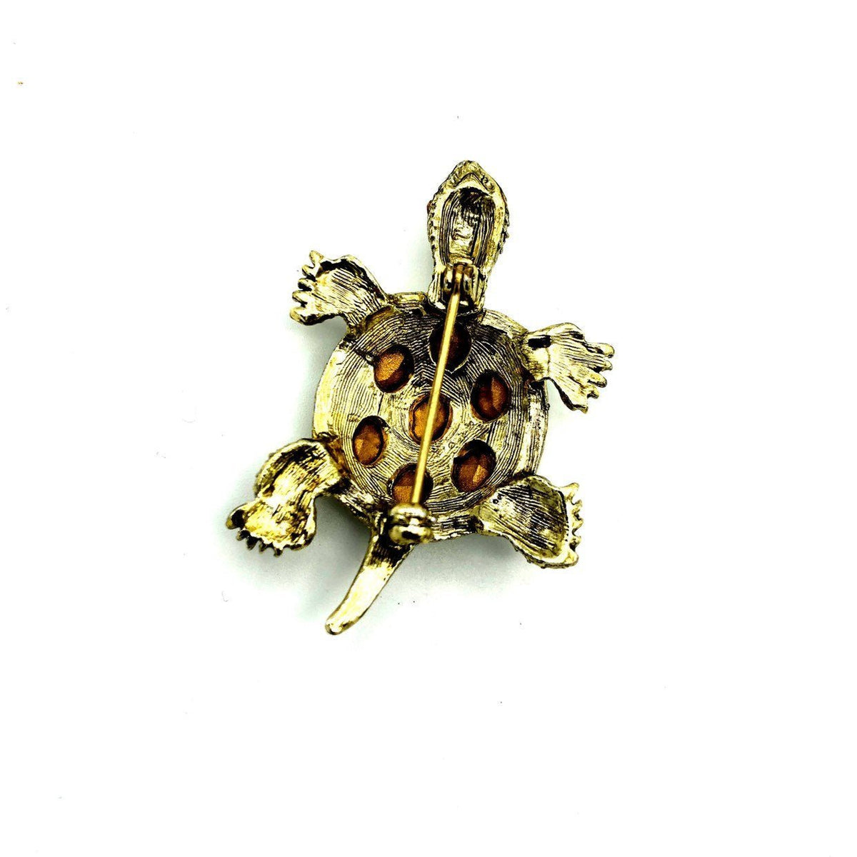 Vintage Green Rhinestone Turtle Brooch Pin - 24 Wishes Vintage Jewelry