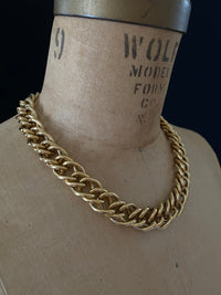 Vintage Heavy Link Gold Curb Chain Necklace - 24 Wishes Vintage Jewelry