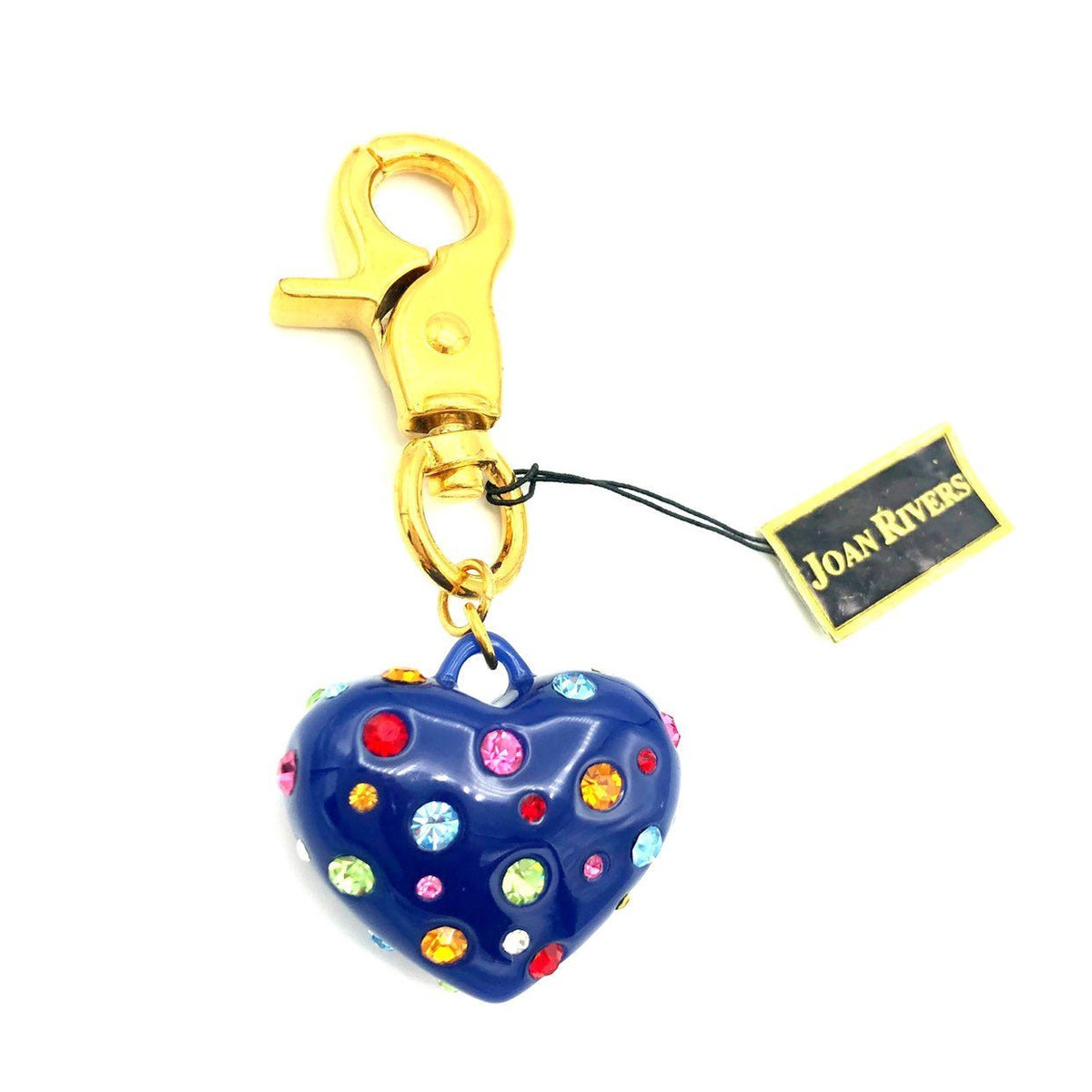 Vintage Joan Rivers Blue Puffy Heart Purse Charm - 24 Wishes Vintage Jewelry
