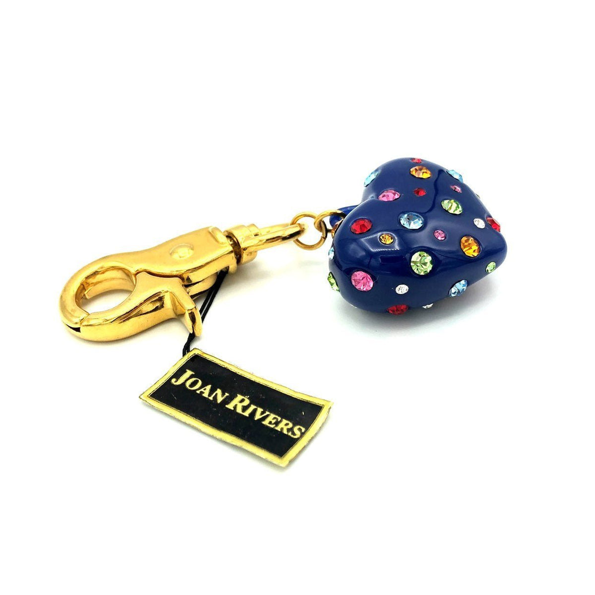 Vintage Joan Rivers Blue Puffy Heart Purse Charm - 24 Wishes Vintage Jewelry