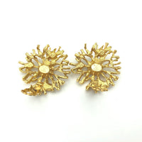 Vintage Kenneth Jay Lane Gold 'Regal Riches' Coral Clip-On Earrings - 24 Wishes Vintage Jewelry