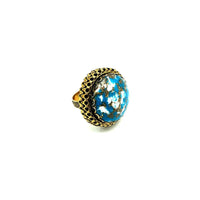 Vintage Large Faux Turquoise Cabochon Cocktail Ring - 24 Wishes Vintage Jewelry