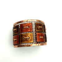 Vintage Matisse Renoir Geometric Wide Copper Cuff Bracelet - 24 Wishes Vintage Jewelry