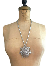 Vintage Mid-Century Monet Silver Starburst Pendant Brooch - 24 Wishes Vintage Jewelry