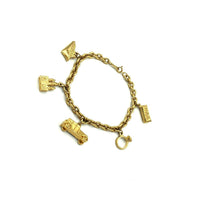 Vintage Mid-Century Novelty Gold Stacking Charm Bracelet - 24 Wishes Vintage Jewelry