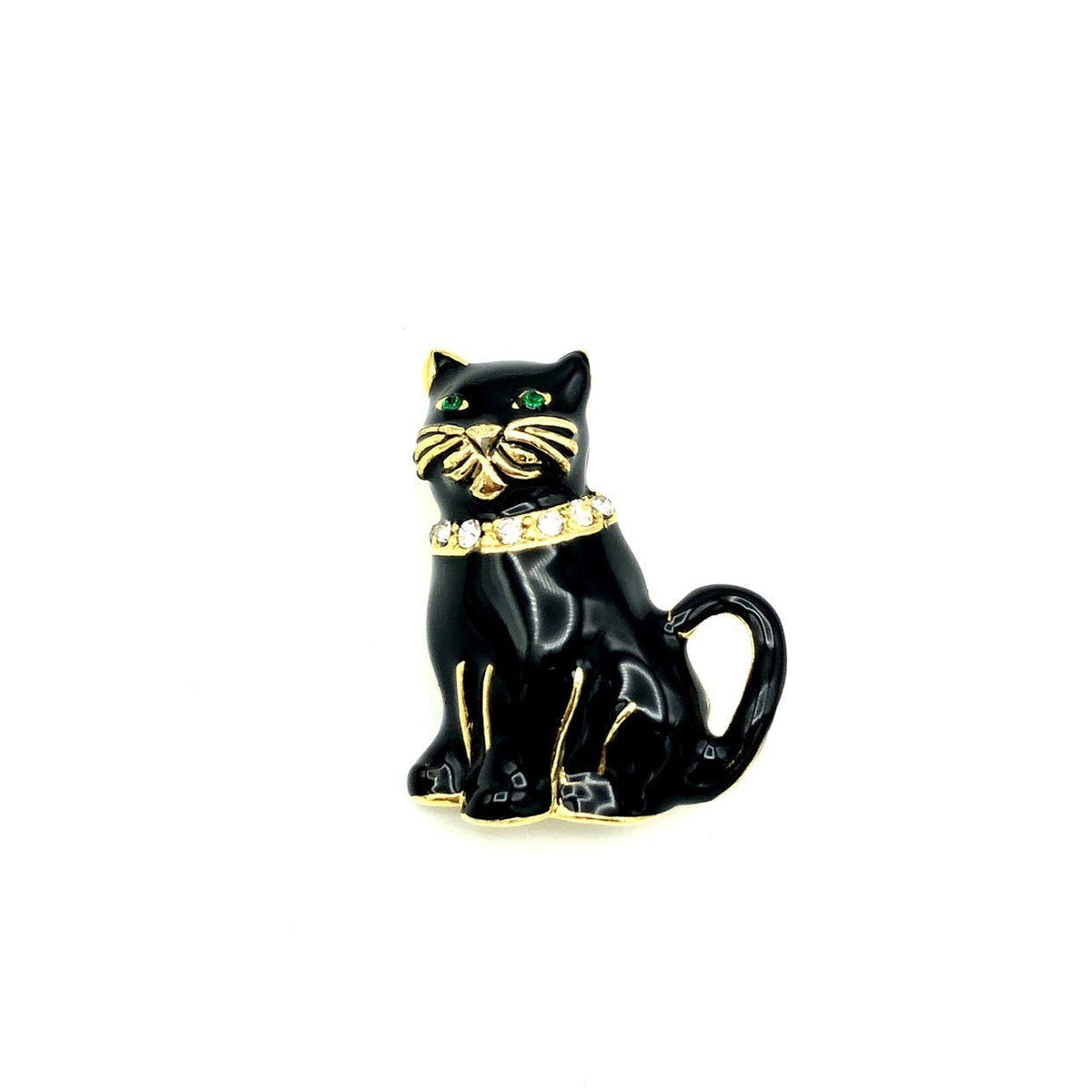 Vintage Monet Black Enamel Cat Brooch - 24 Wishes Vintage Jewelry