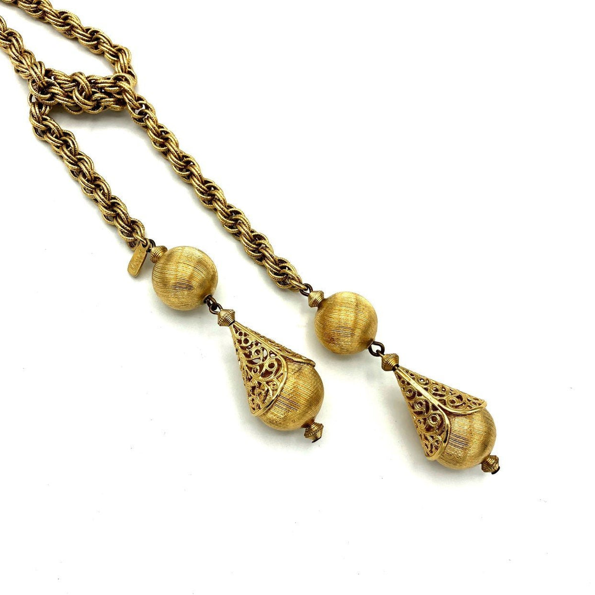 Vintage Monet Gold Bolero Lariat Layering Necklace - 24 Wishes Vintage Jewelry