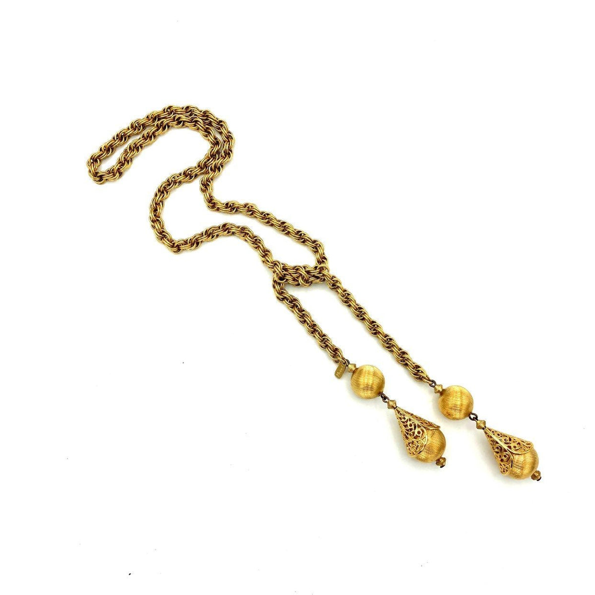 Vintage Monet Gold Bolero Lariat Layering Necklace - 24 Wishes Vintage Jewelry