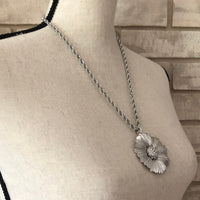 Vintage Monet Silver Flower Pendant - 24 Wishes Vintage Jewelry