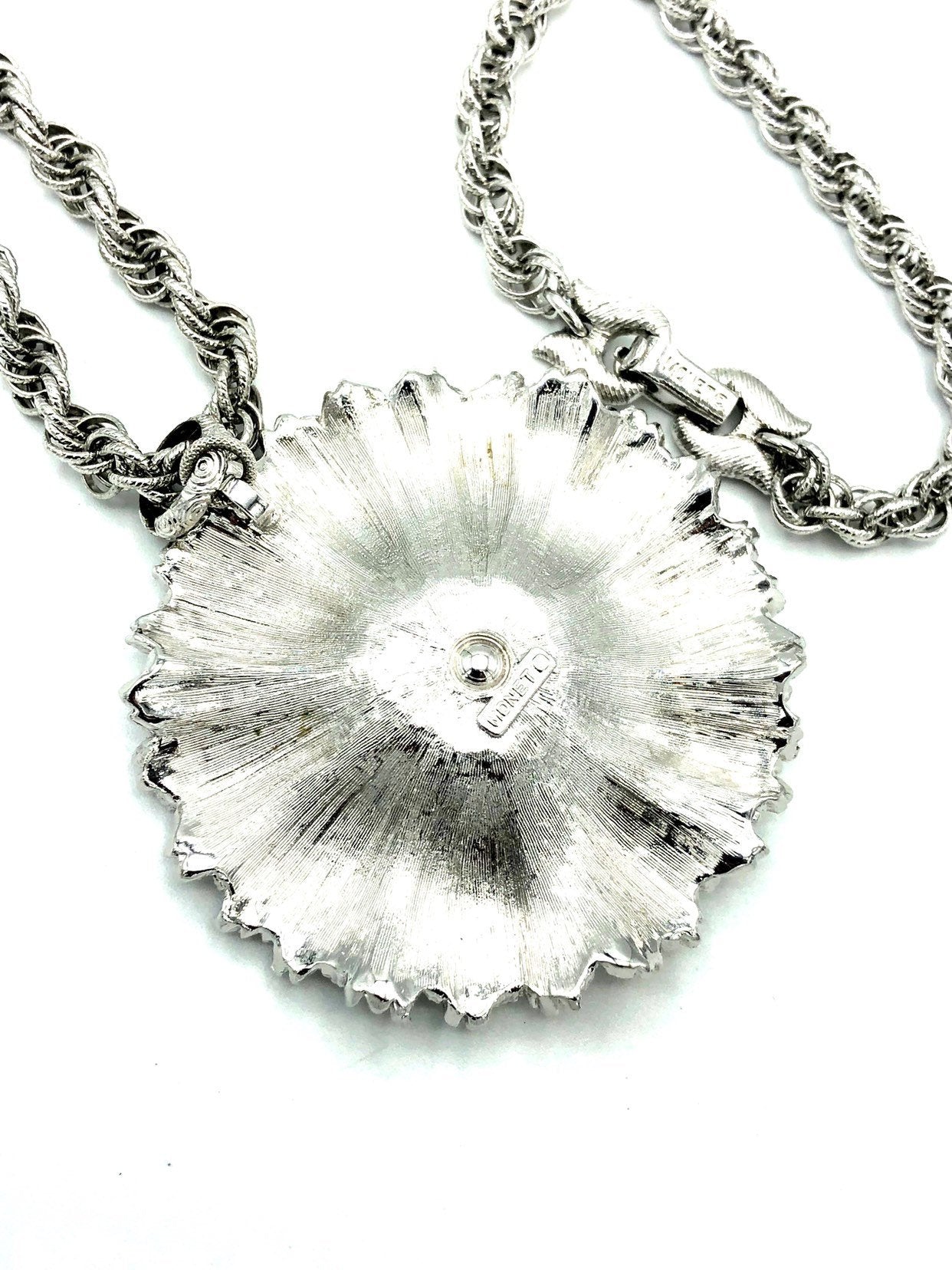 Vintage Monet Silver Flower Pendant – 24 Wishes Vintage Jewelry