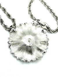 Vintage Monet Silver Flower Pendant - 24 Wishes Vintage Jewelry