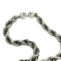 Vintage Monet Silver Rope Chain Filigree Tassel Pendant - 24 Wishes Vintage Jewelry