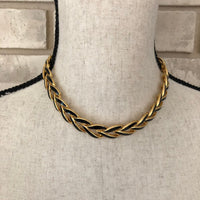 Vintage Napier Classic Gold & Black Enamel Link 'Riviera' Necklace - 24 Wishes Vintage Jewelry