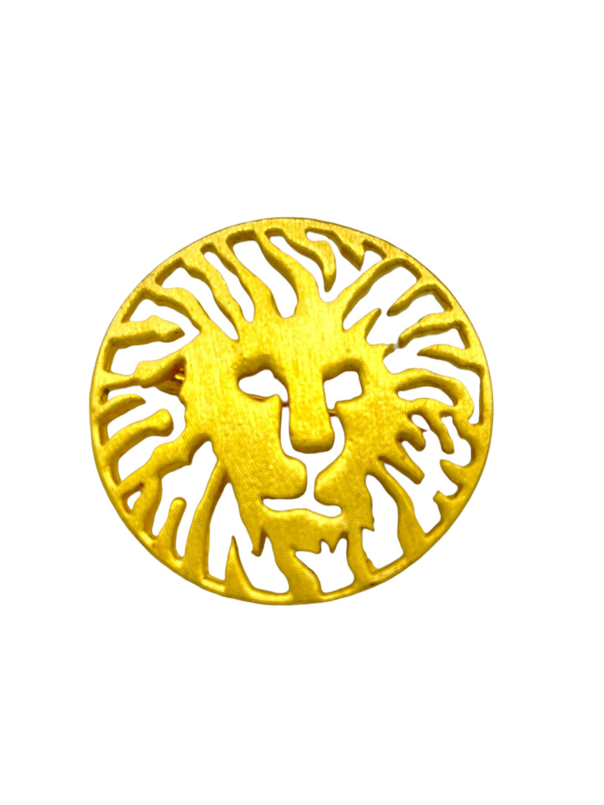 Vintage Petite Anne Klein Brush Gold Cutout Lion Logo Brooch - 24 Wishes Vintage Jewelry